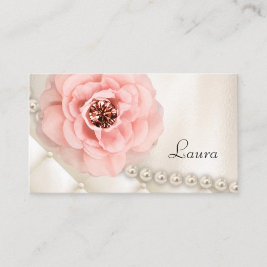 Elegante Schmuck-Mode-Rosen-Rosa-Perlen Visitenkarte (Vorderseite)