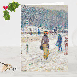 Elegante Schnee New York Vintage Kunst Weihnachtsk Feiertagskarte