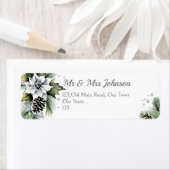 Elegante, schneebedeckte Kiefern, weiße Poinsettia (Insitu)