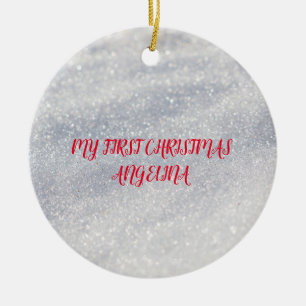 Elegante Schneedekoration Keramik Ornament
