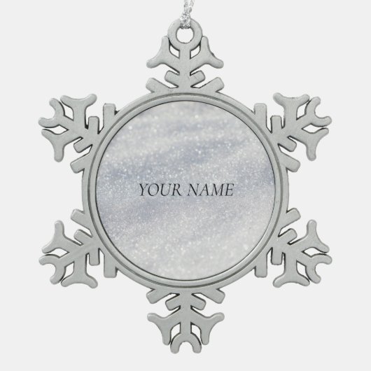 Elegante Schneedekoration Schneeflocken Zinn-Ornament (Vorderseite)