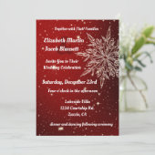 Elegante Schneeflocke bei Roter Hochzeit Einladung (Stehend Vorderseite)