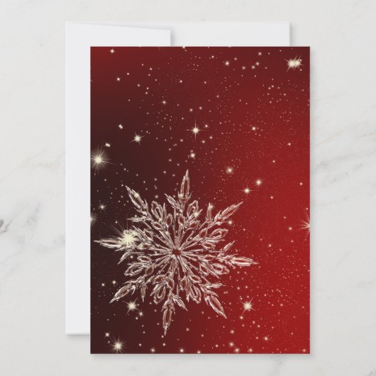 Elegante Schneeflocke bei Roter Hochzeit Einladung (Rückseite)