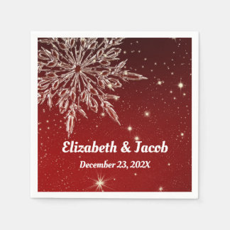 Elegante Schneeflocke bei Roter Hochzeit Serviette