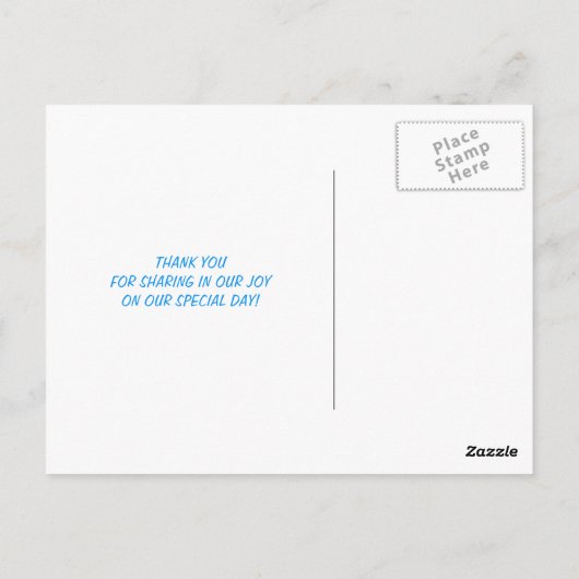 Elegante Schneeflocke-danken blaue Winter-Hochzeit Postkarte (Rückseite)