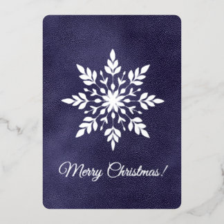 Elegante Schneeflocke Dunkelblau Frohe Weihnachten Folien Feiertagskarte