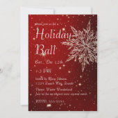 Elegante Schneeflocke im Roten Ball Einladung (Vorderseite)