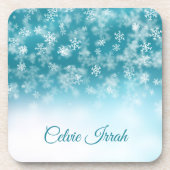 Elegante Schneeflocke-personalisierter | Getränkeuntersetzer (Vorderseite)