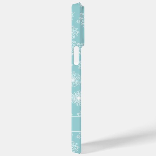 Elegante Schneeflocken Aquamarin Blau Mit Monogram Case-Mate iPhone Hülle (Rückseite / Rechts)