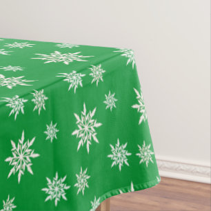 Elegante Schneeflocken auf Grün Tischdecke