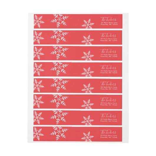 Elegante Schneeflocken auf Rot Frohe Weihnachten (Bogen)