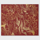 Elegante Schneeflocken aus Kupfergold in Rot-Marmo Geschenkpapier (Flach)