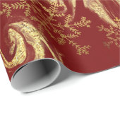 Elegante Schneeflocken aus Kupfergold in Rot-Marmo Geschenkpapier (Rolleneckpunkt)