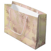 Elegante Schneeflocken aus Kupfergold-Rose Glitzer Große Geschenktüte (Vorderseite Schrägansicht)