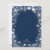 Elegante Schneeflocken bei Navy-Holiday-Einladunge (Rückseite)