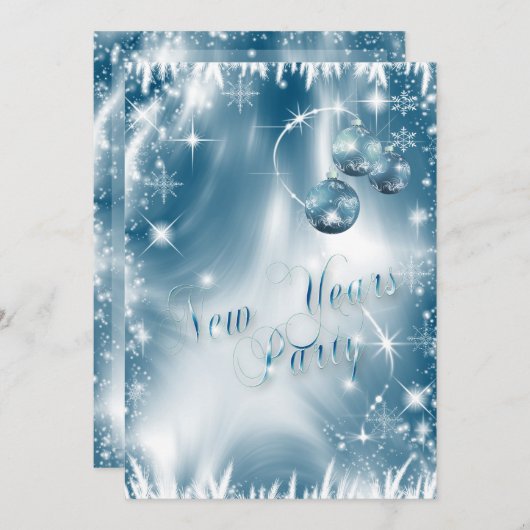 Elegante Schneeflocken Blauer Frost Neujahrsfest P Einladung (Vorne/Hinten)