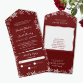 Elegante Schneeflocken Border Red Christmas All In One Einladung