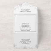 Elegante Schneeflocken Border White Christmas All In One Einladung (Außenbereich)