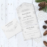 Elegante Schneeflocken Border White Christmas All In One Einladung<br><div class="desc">Das alles in einem Hochzeitsdesign besticht durch eine elegante Schneeflocke. Klicken Sie auf die Schaltfläche Anpassen, um den Text flexibler zu gestalten. Variationen dieses Designs, verschiedene Papiertypen sowie koordinierende Produkte sind in unserem Shop unter zazzle.com/store/doodlelulu erhältlich. Kontaktieren Sie uns, wenn Sie dieses Design für ein bestimmtes Produkt verwenden möchten, um...</div>