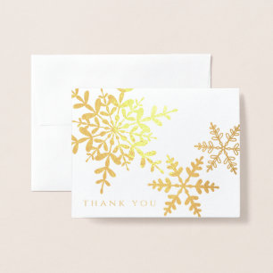 Elegante Schneeflocken Einfach Moderne Danke Gold Folienkarte