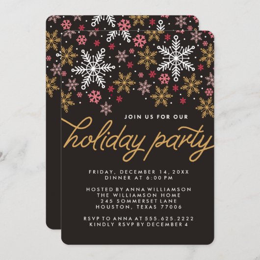 Elegante Schneeflocken Einladung zur Party (Vorne/Hinten)