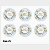 Elegante Schneeflocken Frohe Weihnachten | Aufkleb Runder Aufkleber (Blatt)