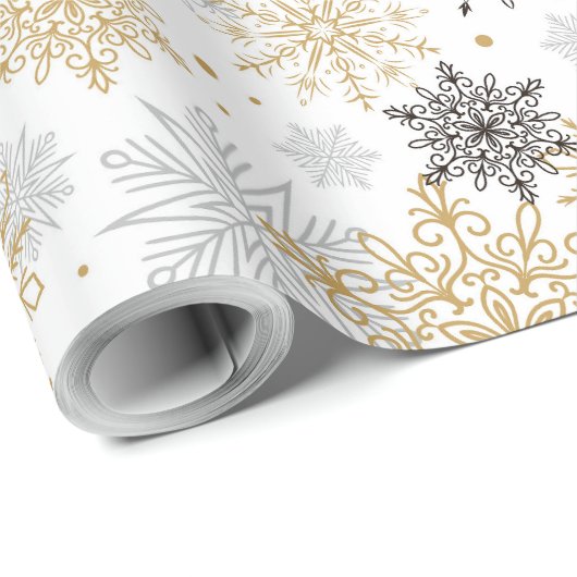 Elegante Schneeflocken Geschenkpapier (Rolleneckpunkt)