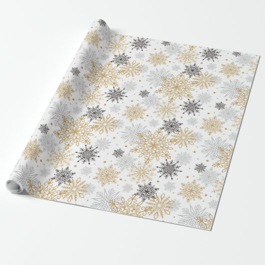 Elegante Schneeflocken Geschenkpapier (Ungerollt)