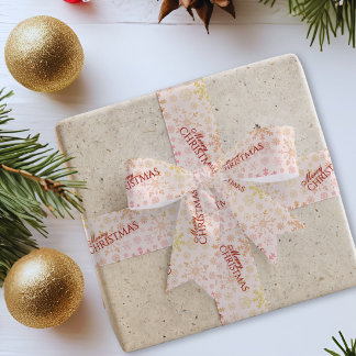 Elegante Schneeflocken Gold Rot Frohe Weihnachten Satinband