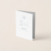 Elegante Schneeflocken Hochzeitliches Wintermenü Folienkarte (Vorderseite)