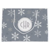 Elegante Schneeflocken im blauen Hintergrund Große Geschenktüte (Vorderseite)