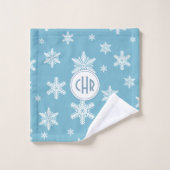 Elegante Schneeflocken im Hintergrund Badhandtuch Set (Waschlappen)