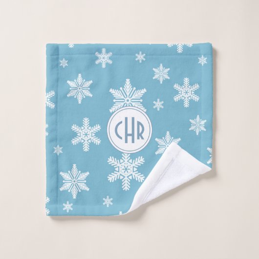 Elegante Schneeflocken im Hintergrund Badhandtuch Set (Waschlappen)