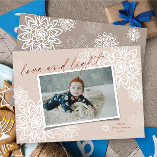 Elegante Schneeflocken Liebe und helles Hanukkah F Feiertagskarte