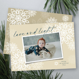 Elegante Schneeflocken Liebe und leicht Hanukkah F Feiertagskarte