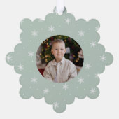 Elegante Schneeflocken Mint Green 2 Foto Urlaub Ornament Karte (Rückseite)