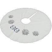 Elegante Schneeflocken mit individuellem Logo Polyester Weihnachtsbaumdecke (Schrägansicht)