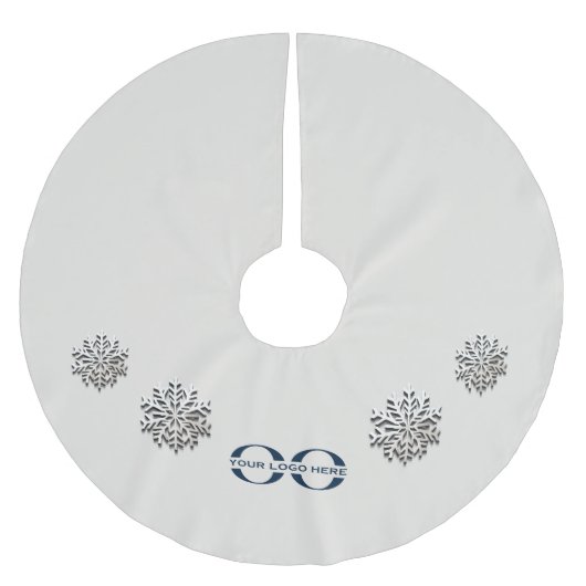 Elegante Schneeflocken mit individuellem Logo Polyester Weihnachtsbaumdecke (Vorderseite)