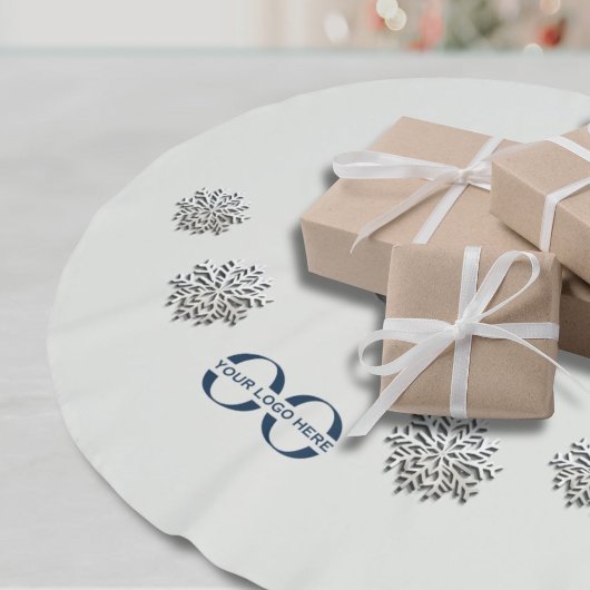 Elegante Schneeflocken mit individuellem Logo Polyester Weihnachtsbaumdecke