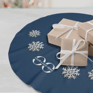 Elegante Schneeflocken mit Navy für kundenspezifis Polyester Weihnachtsbaumdecke
