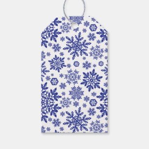 Elegante Schneeflocken (Mitternacht - Weiß) Geschenkanhänger