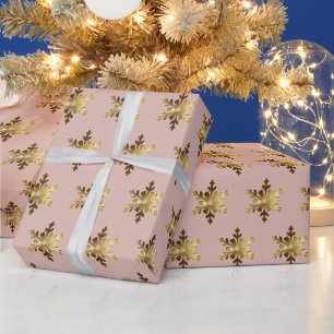 Elegante Schneeflocken Muster Soft Pink Weihnachte Geschenkpapier