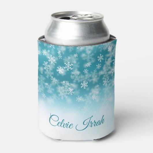 Elegante Schneeflocken Personalisiert | Can Cooler Dosenkühler (Kanne Vorderseite)