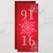 Elegante Schneeflocken Rot 2 Tischnummer (Vorne/Hinten)