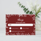 Elegante Schneeflocken Rote Weihnachtsfeier RSVP Karte (Stehend Vorderseite)