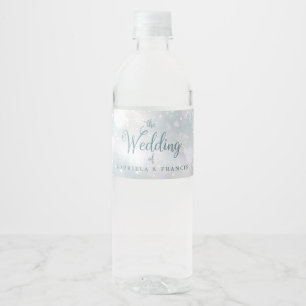 Elegante Schneeflocken Schrift Winterhochzeit Wasserflaschenetikett