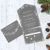 Elegante Schneeflocken Silbergraue Weihnachtsfeier All In One Einladung