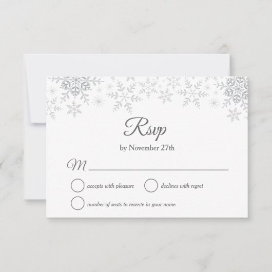 Elegante Schneeflocken Silver Christmas RSVP Karte (Vorderseite)