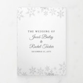 Elegante Schneeflocken Silver & White Winter Weddi Dreifach Gefaltete Einladung (Cover)
