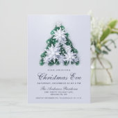 Elegante Schneeflocken Tree Holiday Christmas Eve Einladung (Stehend Vorderseite)